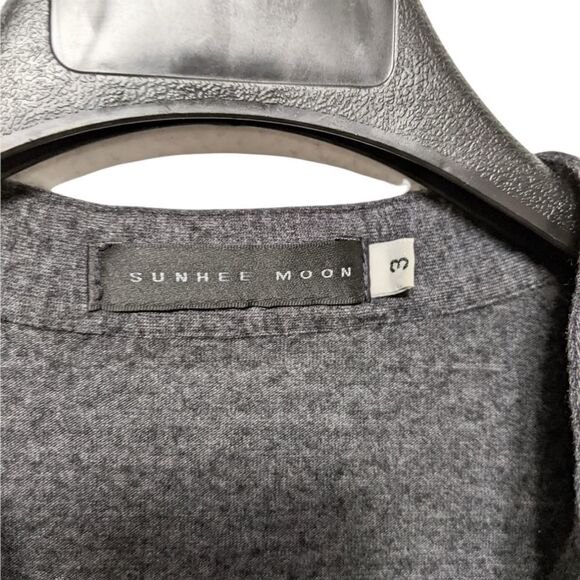 SUNHEE MOON 100% Wool Cropped 3/4 Sleeve Top L - Picture 2 of 6